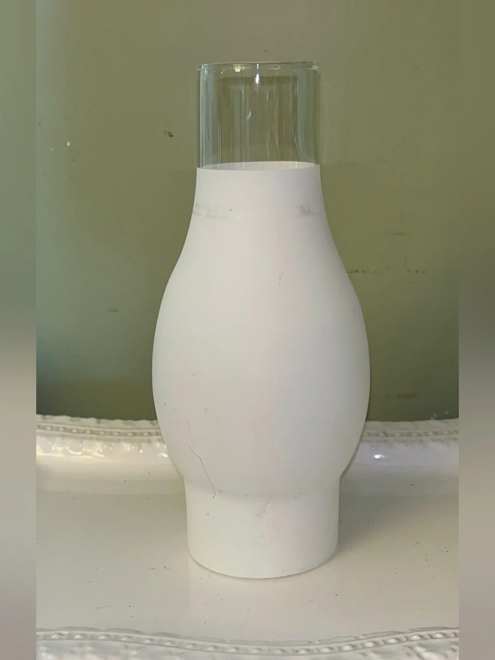 3/4 frosted glass oil lamp chimney/hurricane shade 8.5in tall